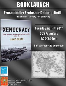 Book Launch: Xenocracy: State, Class and Colonialism in the Ionian Islands, 1815-1864 by Sakis Gekas @ 305 Founders College, York University | Toronto | Ontario | Canada