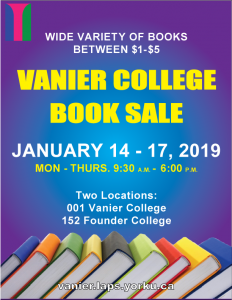Vanier College's 15th Annual Book Sale @ 001 Vanier College & 152 Founders College | Toronto | Ontario | Canada