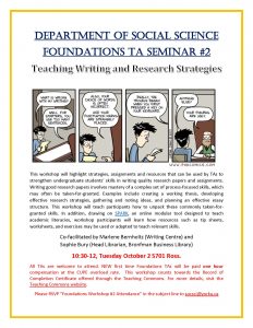 SOSC Foundations TA Seminar #2 - Teaching Writing and Research Strategies @ 701 South Ross Building