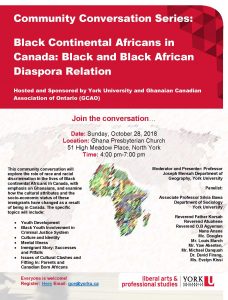 COMMUNITY CONVERSATION | Black Continental Africans in Canada: Black & Black African Diaspora Relation @ Ghana Presbyterian Church | Toronto | Ontario | Canada