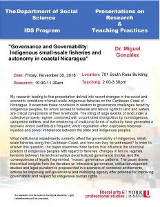 Governance and Governability: Indigenous small-scale fisheries and autonomy in coastal Nicaragua" @ 701 Ross Building North | Hamilton | Ohio | United States