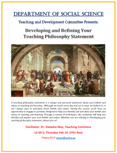 SOSC - Developing and Refining Your Teaching Philosophy Statement @ 701 Ross Building South