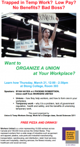Want to Organize a Union at Your Workplace? @ Stong College, Room 303