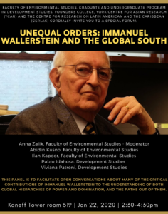 Unequal Orders: Immanuel Wallerstein and the Global South @ 519 Kaneff Tower