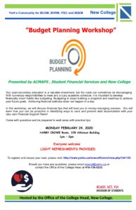 BUDGET PLANNING Workshop @ Harry Crowe Room