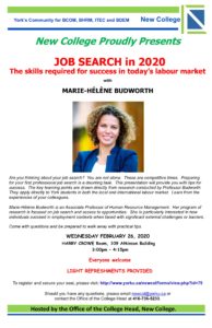 JOB SEARCH with Marie Hélène Budworth @ Harry Crowe Room