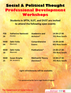 SPTH/SLST/DVST Professional Development Workshops Winter 2020 - Academics & Activism @ 701 Ross Building South